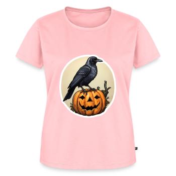 Halloween Rabenkrähe auf Kürbis - Frauen Premium Bio T-Shirt - Rosa - Vorne - AI Model Female 172 dark (172cm)