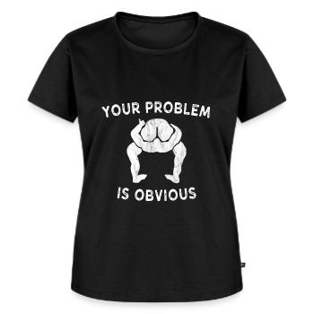 Kopf im Arsch - lustig Geschenk Humor - Frauen Premium Bio T-Shirt - Schwarz - Vorne - Selfina (174cm)