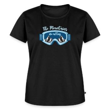 The Mountains Are Calling Skibrille Berge Apres - Frauen Premium Bio T-Shirt - Schwarz - Vorne - Selfina (174cm)