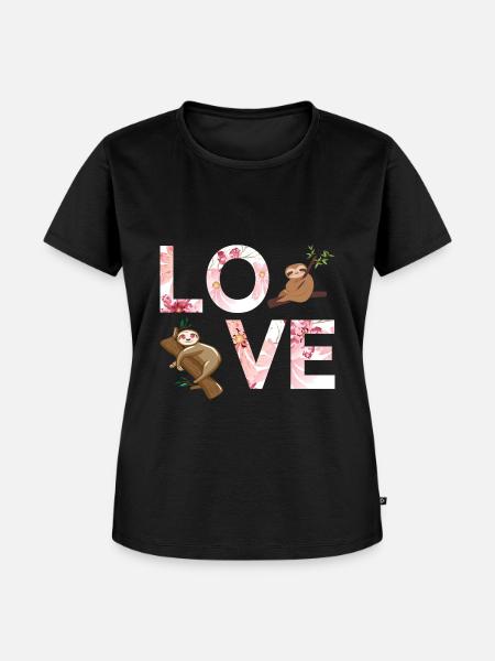 Faultier liebe - Frauen Premium Bio T-Shirt - Schwarz