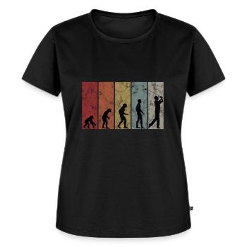 Golf Golfer Golfspieler Retro Evolution Golfen - Frauen Premium Bio T-Shirt - Schwarz - Vorne - Selfina (174cm)