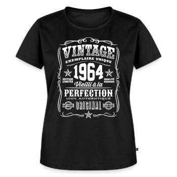 Vintage 1964 Cadeau Anniversaire 55 Ans - T-shirt Premium bio Femme - noir - Devant - Selfina (174cm)