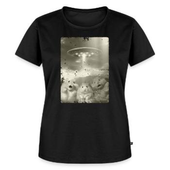 Alien Ufo Invasion Hamster - Women's Premium Organic T-shirt - black - Front - Selfina (174cm)
