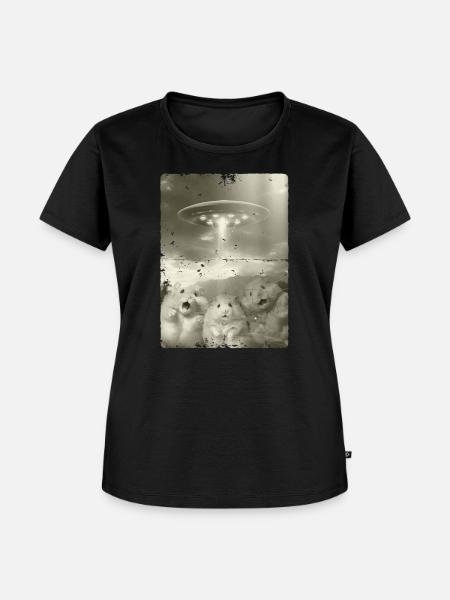Alien Ufo Invasion Hamster - Frauen Premium Bio T-Shirt - Schwarz