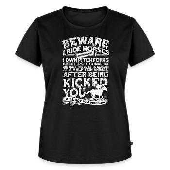 pferderennen pferd reiten pferde reiter geschenk g - Frauen Premium Bio T-Shirt - Schwarz - Vorne - Selfina (174cm)