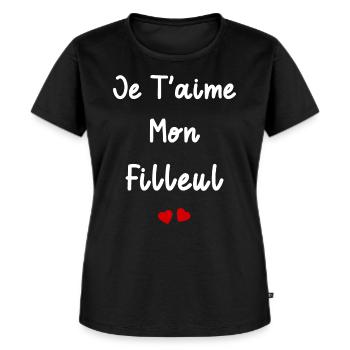 Je t'aime mon Filleul - T-shirt Premium bio Femme - noir - Devant - Selfina (174cm)