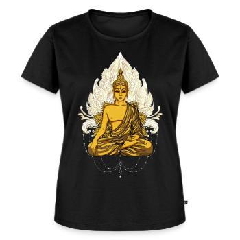 Bouddha d'Or - T-shirt Premium bio Femme - noir - Devant - Selfina (174cm)