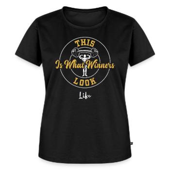 This Is What Winners Look Like - Frauen Premium Bio T-Shirt - Schwarz - Vorne - Selfina (174cm)