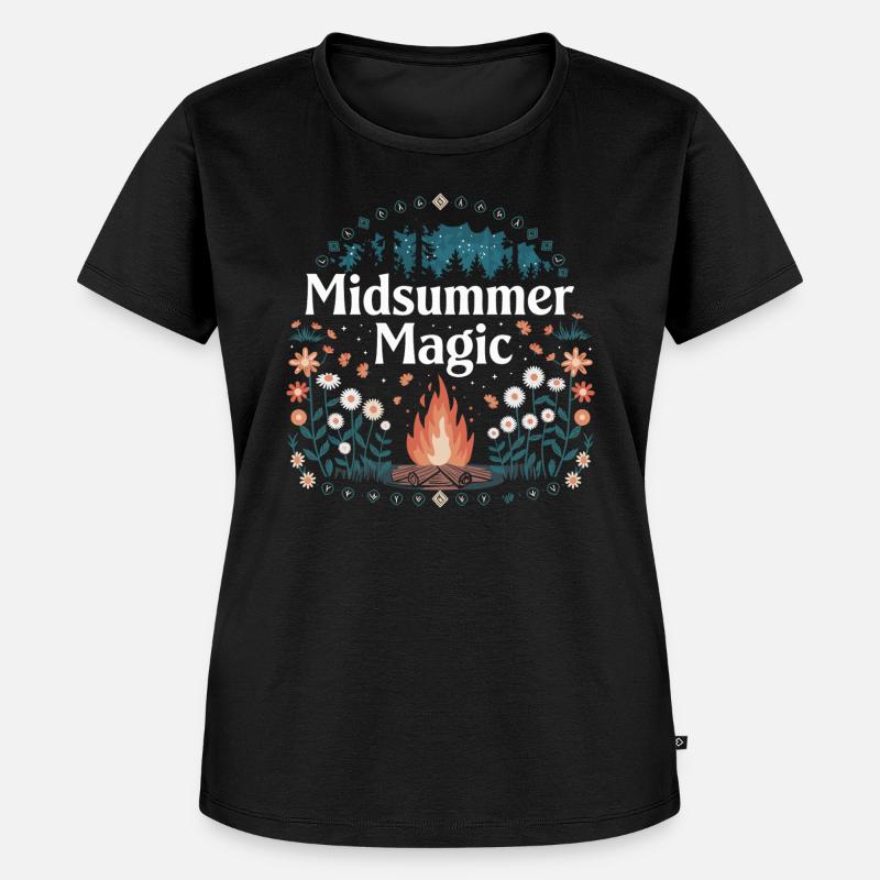 Midsummer Magic Campfire Night - Premium økologisk T-shirt til kvinder - sort