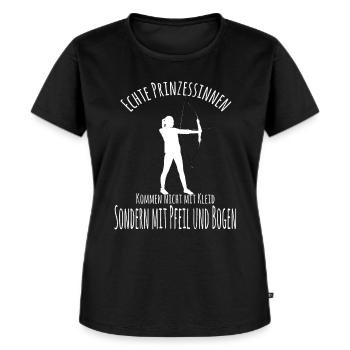 Bogenschützin Bogenschütze Pfeil Bogen Prinzessin - Frauen Premium Bio T-Shirt - Schwarz - Vorne - Selfina (174cm)