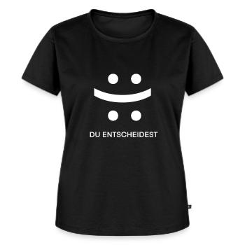 Du bestämmer: Skratt, Humor, Kul, Kul - Ekologisk premium-T-shirt dam - svart - Fram - Selfina (174cm)