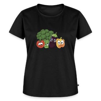 Trauriges Gemüse - Frauen Premium Bio T-Shirt - Schwarz - Vorne - Selfina (174cm)