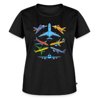 Avions Jumbo Jets - T-shirt Premium bio Femme - noir - Devant - Selfina (174cm)