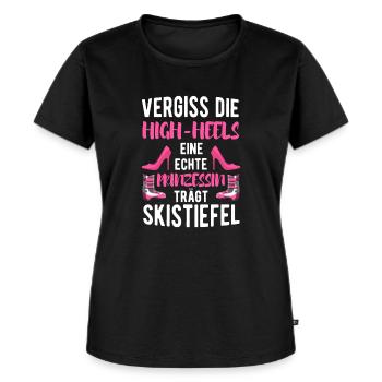Skifahren Prinzessin Ski Skifahrer - Frauen Premium Bio T-Shirt - Schwarz - Vorne - Selfina (174cm)