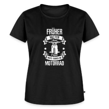 Motorrad Hexen Halloween Motorradfahren Besen - Frauen Premium Bio T-Shirt - Schwarz - Vorne - Selfina (174cm)