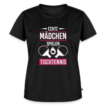Echte Mädchen Tischtennis Tischtennispielerin - Frauen Premium Bio T-Shirt - Schwarz - Vorne - Selfina (174cm)