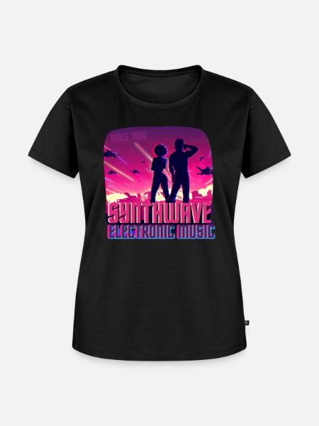 Synthwave electronic music 1980s - Frauen Premium Bio T-Shirt - Schwarz