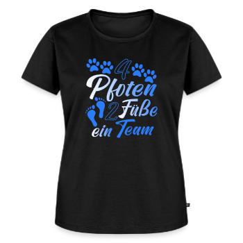4 Pfoten 2 Füße ein Team - Frauen Premium Bio T-Shirt - Schwarz - Vorne - Selfina (174cm)
