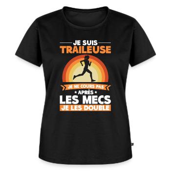 Humour Traileuse Trail Sport Endurance - T-shirt Premium bio Femme - noir - Devant - Selfina (174cm)