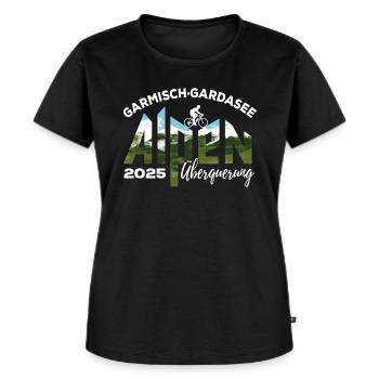 Alpenüberquerung 2025, Garmisch Gardasee, Rad - Frauen Premium Bio T-Shirt - Schwarz - Vorne - Selfina (174cm)