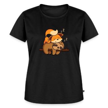 Süßes Fuchs Geschenk - Frauen Premium Bio T-Shirt - Schwarz - Vorne - Selfina (174cm)