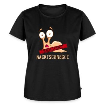 Nacktschnecke Nacktschnegge Schnecke zensiert - Frauen Premium Bio T-Shirt - Schwarz - Vorne - Selfina (174cm)