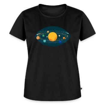Planeten Sonnensystem Sonne Auge Erde Weltall - Frauen Premium Bio T-Shirt - Schwarz - Vorne - Selfina (174cm)