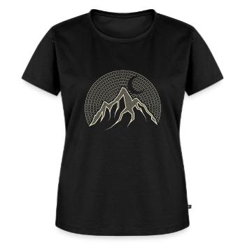 Abstrakte Berg Camping Illustration Geschenk - Frauen Premium Bio T-Shirt - Schwarz - Vorne - Selfina (174cm)