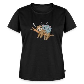Niedliches Koala Faultier Geschenk Schlafen - Frauen Premium Bio T-Shirt - Schwarz - Vorne - Selfina (174cm)