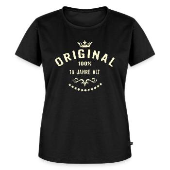 Original 100 Prozent 18 Jahre alt - RAHMENLOS - Frauen Premium Bio T-Shirt - Schwarz - Vorne - Selfina (174cm)
