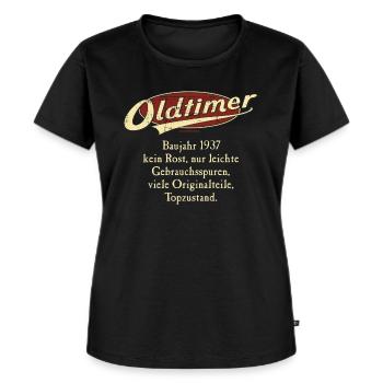 BD - Oldtimer Baujahr Jahrgang 1937 retro red - Frauen Premium Bio T-Shirt - Schwarz - Vorne - Selfina (174cm)