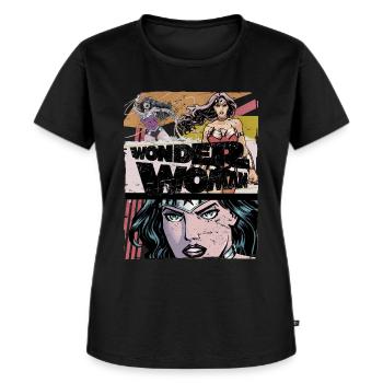 DC Comics Wonder Woman Collage - Frauen Premium Bio T-Shirt - Schwarz - Vorne - Selfina (174cm)