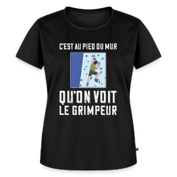 Humour Escalade Grimpeur Passion Entraînement - T-shirt Premium bio Femme - noir - Devant - Selfina (174cm)