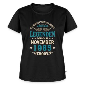 Alle Menschen Sind Gleich Geboren November 1985 - Frauen Premium Bio T-Shirt - Schwarz - Vorne - Selfina (174cm)