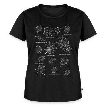 Blätter, Laub, Laubbaum, Blatt, Pflanzenkunde Baum - Frauen Premium Bio T-Shirt - Schwarz - Vorne - Selfina (174cm)