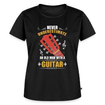 Never Underestimate An Old Man With A Guitar - Women's Premium Organic T-shirt - black - Front - Selfina (174cm)