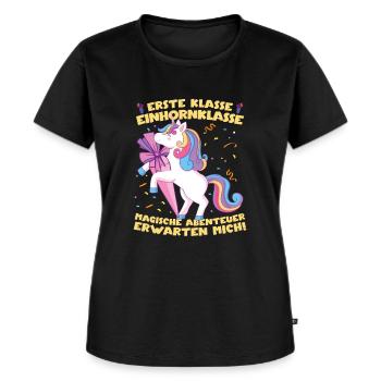 Erste Klasse Einhornklasse - Frauen Premium Bio T-Shirt - Schwarz - Vorne - Selfina (174cm)