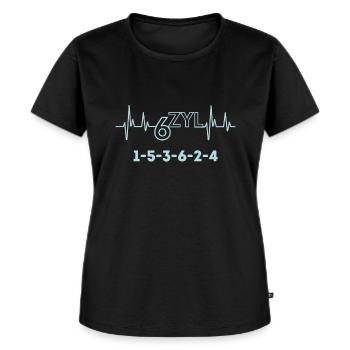 Six-cylinder in-line six car engine heartbeat - Women's Premium Organic T-shirt - black - Front - Selfina (174cm)