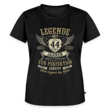 44 Geburtstag Legende Geburtstagsspruch 44 Jahre - Frauen Premium Bio T-Shirt - Schwarz - Vorne - Selfina (174cm)