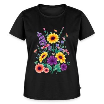 Comme un bouquet de fleurs - T-shirt Premium bio Femme - noir - Devant - Selfina (174cm)