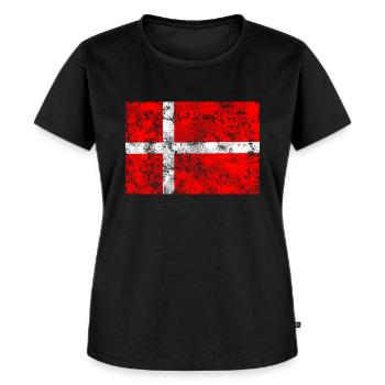 Drapeau du Danemark Vintage - T-shirt Premium bio Femme - noir - Devant - Selfina (174cm)