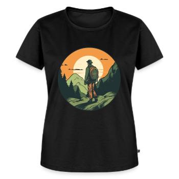 Hiking, trekking, backpacking, hiking, walking - Women's Premium Organic T-shirt - black - Front - Selfina (174cm)