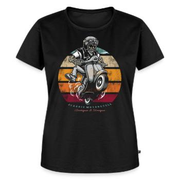 Cooles Roller Scooter Shirt Classic Vintagestyle - Frauen Premium Bio T-Shirt - Schwarz - Vorne - Selfina (174cm)