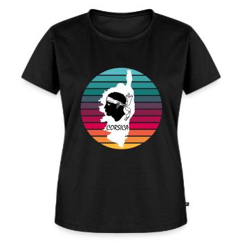 Corsica Insel Frankreich mit Piratenkopf Korsika - Frauen Premium Bio T-Shirt - Schwarz - Vorne - Selfina (174cm)