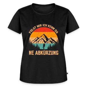 Folgt mir Ich kenn da ne Abkürzung Wandern gehen - Frauen Premium Bio T-Shirt - Schwarz - Vorne - Selfina (174cm)