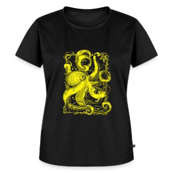 Tintenfisch Oktopus Krake unter Wasser Meer - Frauen Premium Bio T-Shirt - Schwarz - Vorne - Selfina (174cm)