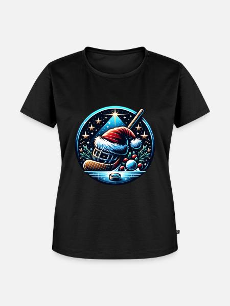 EishockeySpieler Winter - Frauen Premium Bio T-Shirt - Schwarz