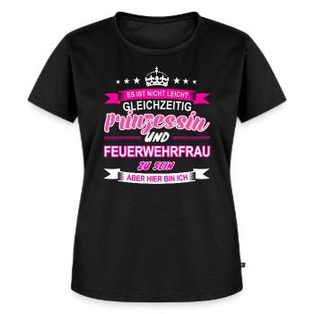Feuerwehrfrau - Frauen Premium Bio T-Shirt - Schwarz - Vorne - Selfina (174cm)