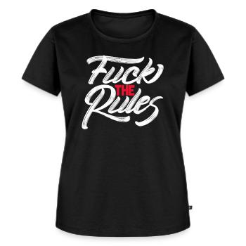 scheiss auf die regeln - Frauen Premium Bio T-Shirt - Schwarz - Vorne - Selfina (174cm)