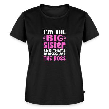 Grande sœur - T-shirt Premium bio Femme - noir - Devant - Selfina (174cm)